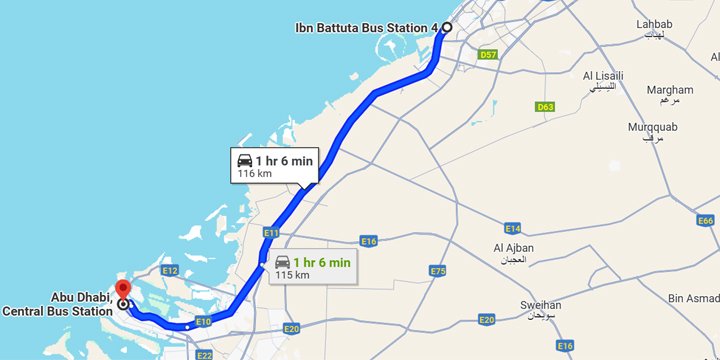 Dubai to Abu Dhabi Bus Route