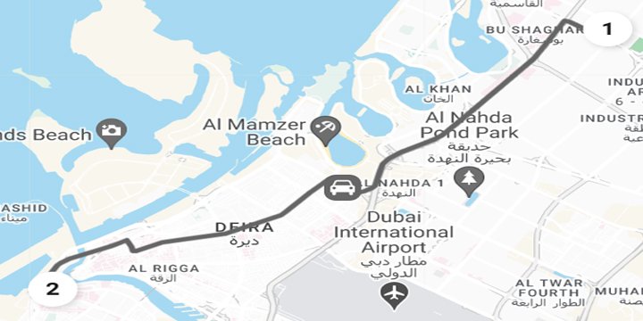 Sharjah To Al Ghubaiba bus Maps