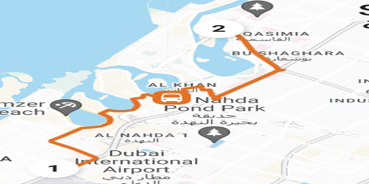 Abu Hail MS to Al Jabeel Bus Station bus map